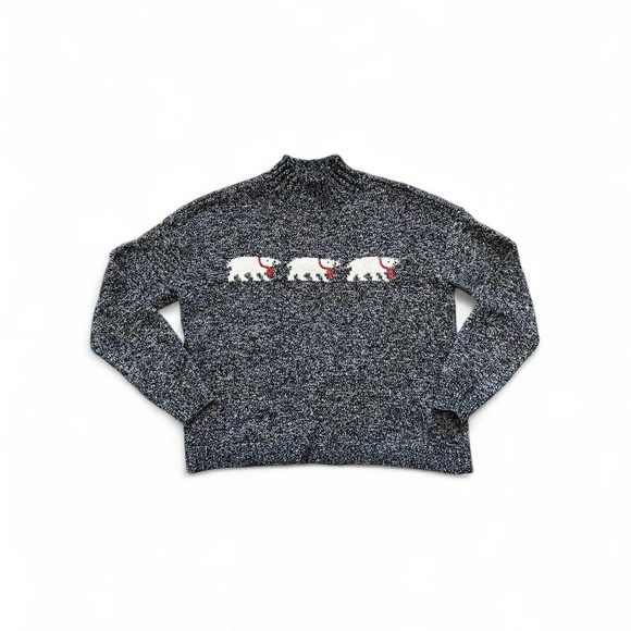 Polar bear mock neck sweater winter christmas cotton wool blend Loft M - Picture 1 of 6